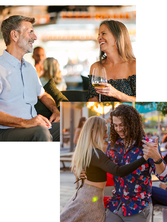 couples drinking and dancing