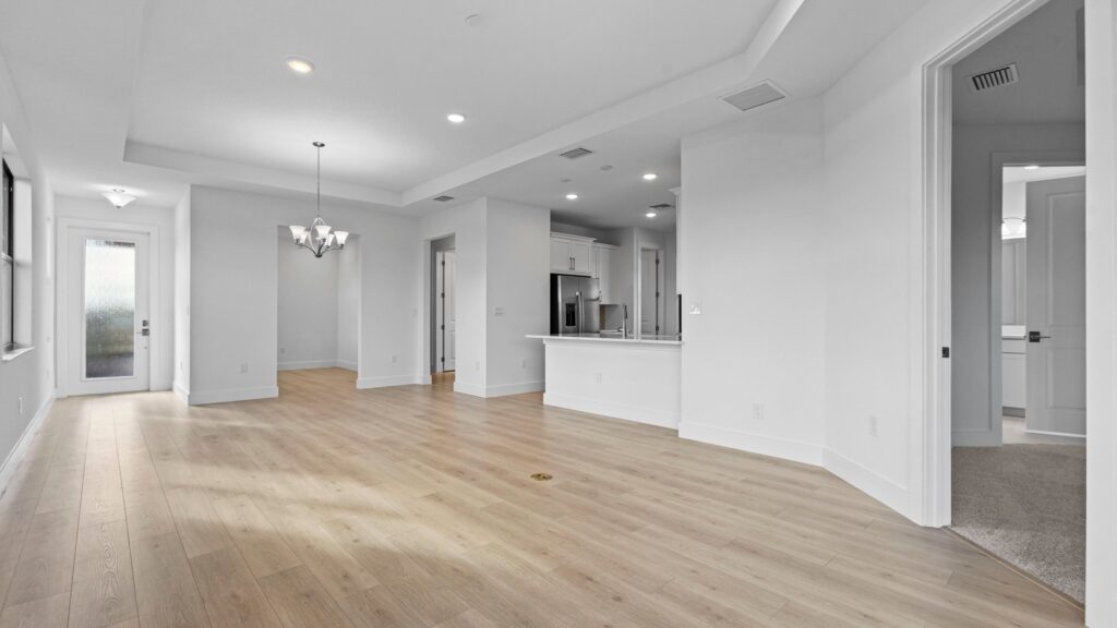 Interior image of move-in ready home showing the great room and kitchen